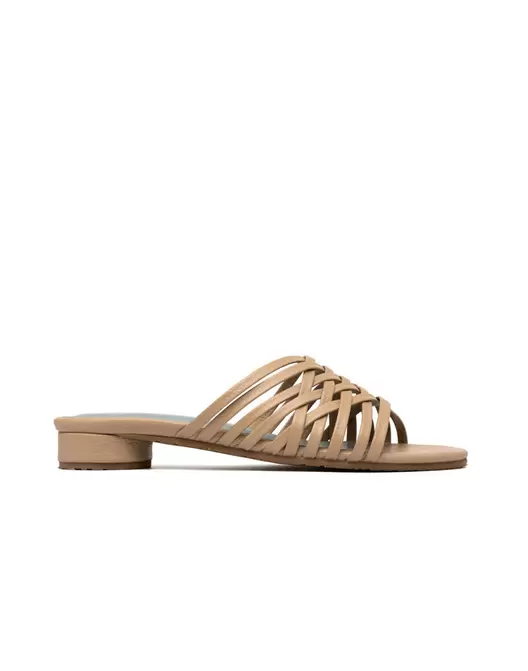 Sandalia plana sueca en cuero con tejido artesanal, para mujer REF CIRA03