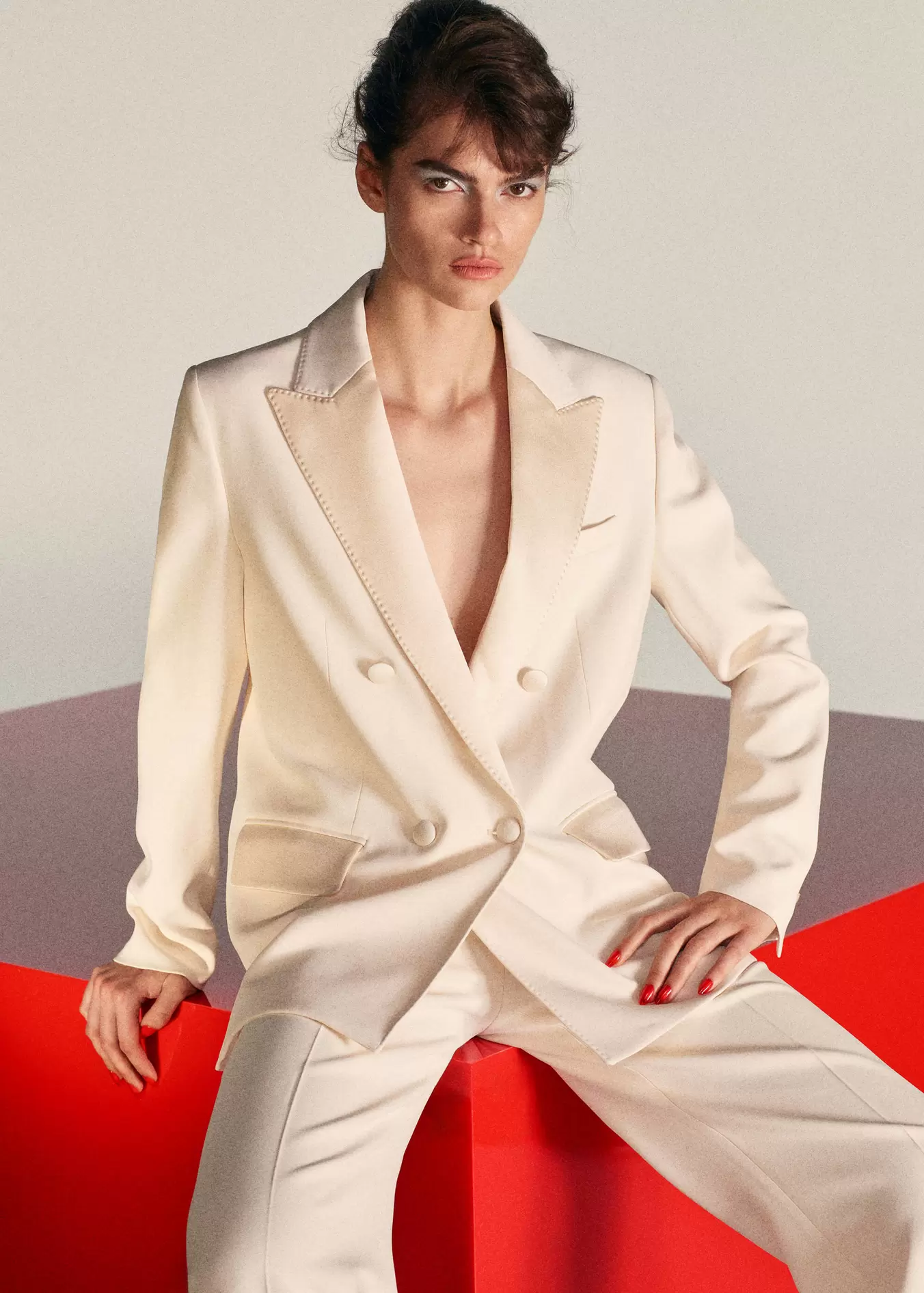 Topstitched blazer with lapels