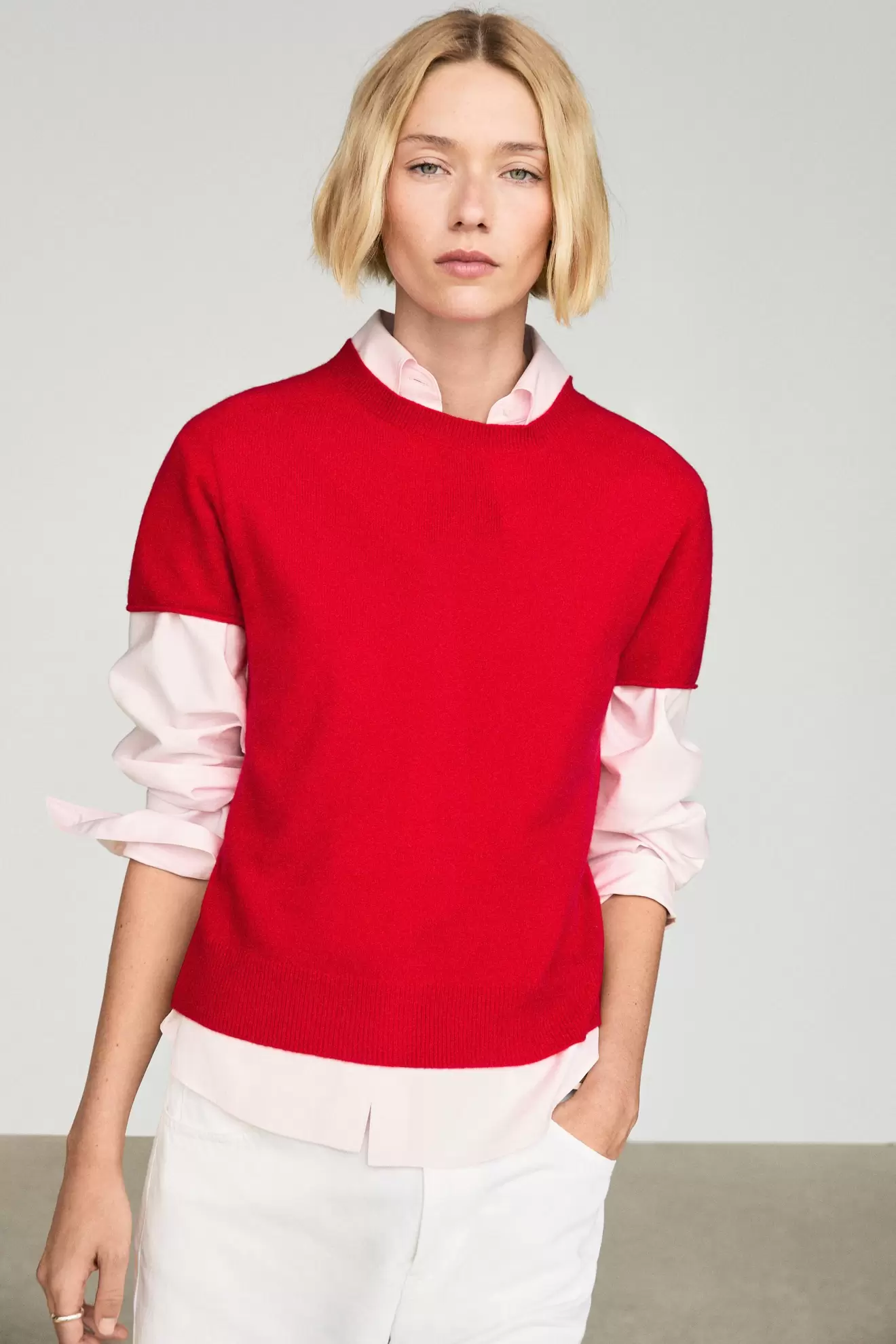 Jersey punto manga corta 100% cashmere