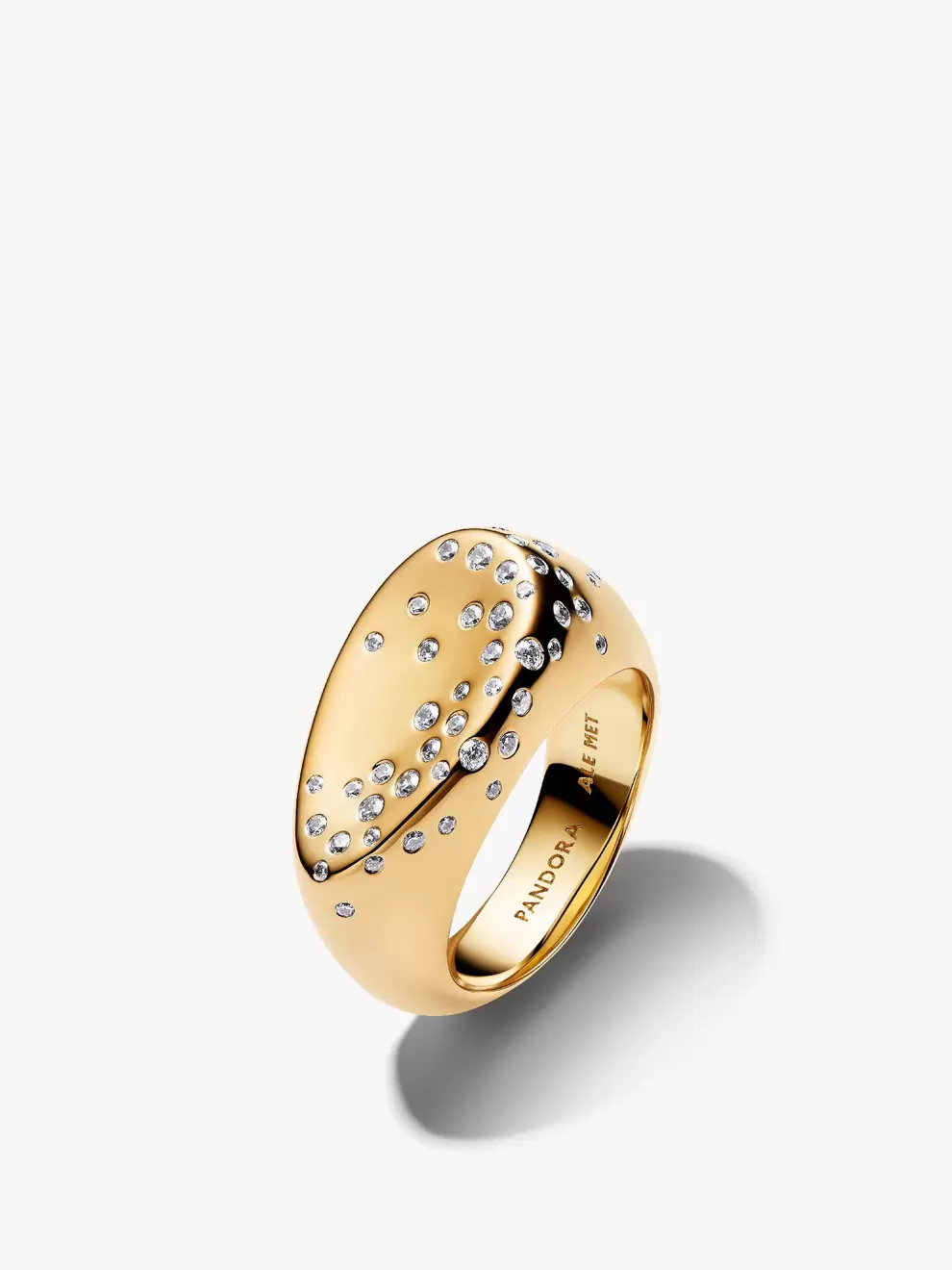 Anillo Sello Cúpula Ovalada con Piedras