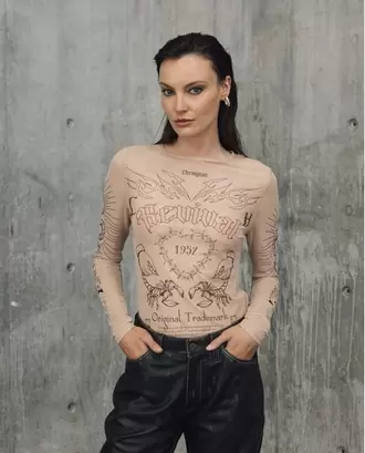 Camiseta de Malla Estampada para Mujer - Colombiamoda