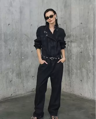 Enterizo de Denim Negro para Mujer - Colombiamoda