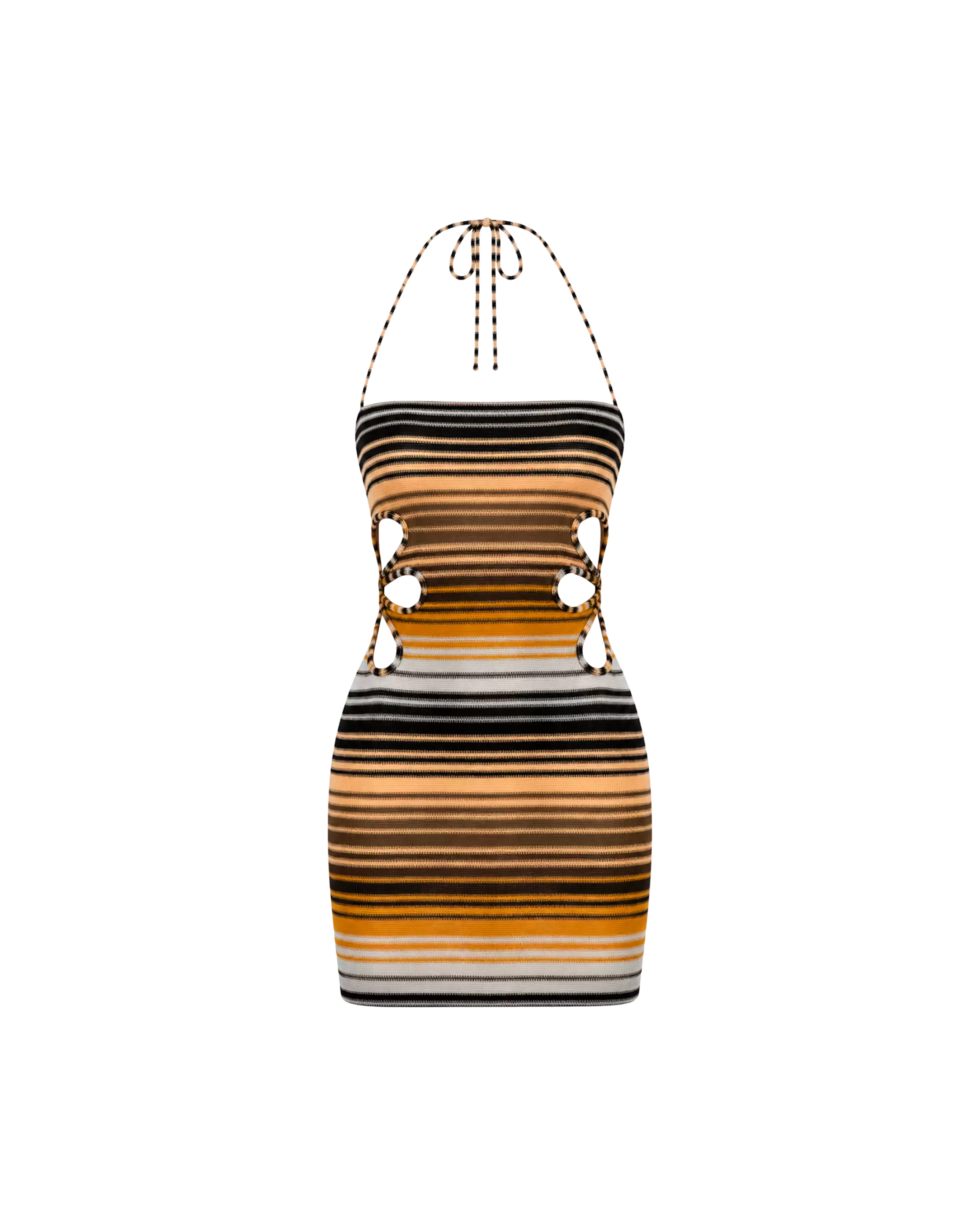 ROSITA DRESS BROWN MULTI STRIPE