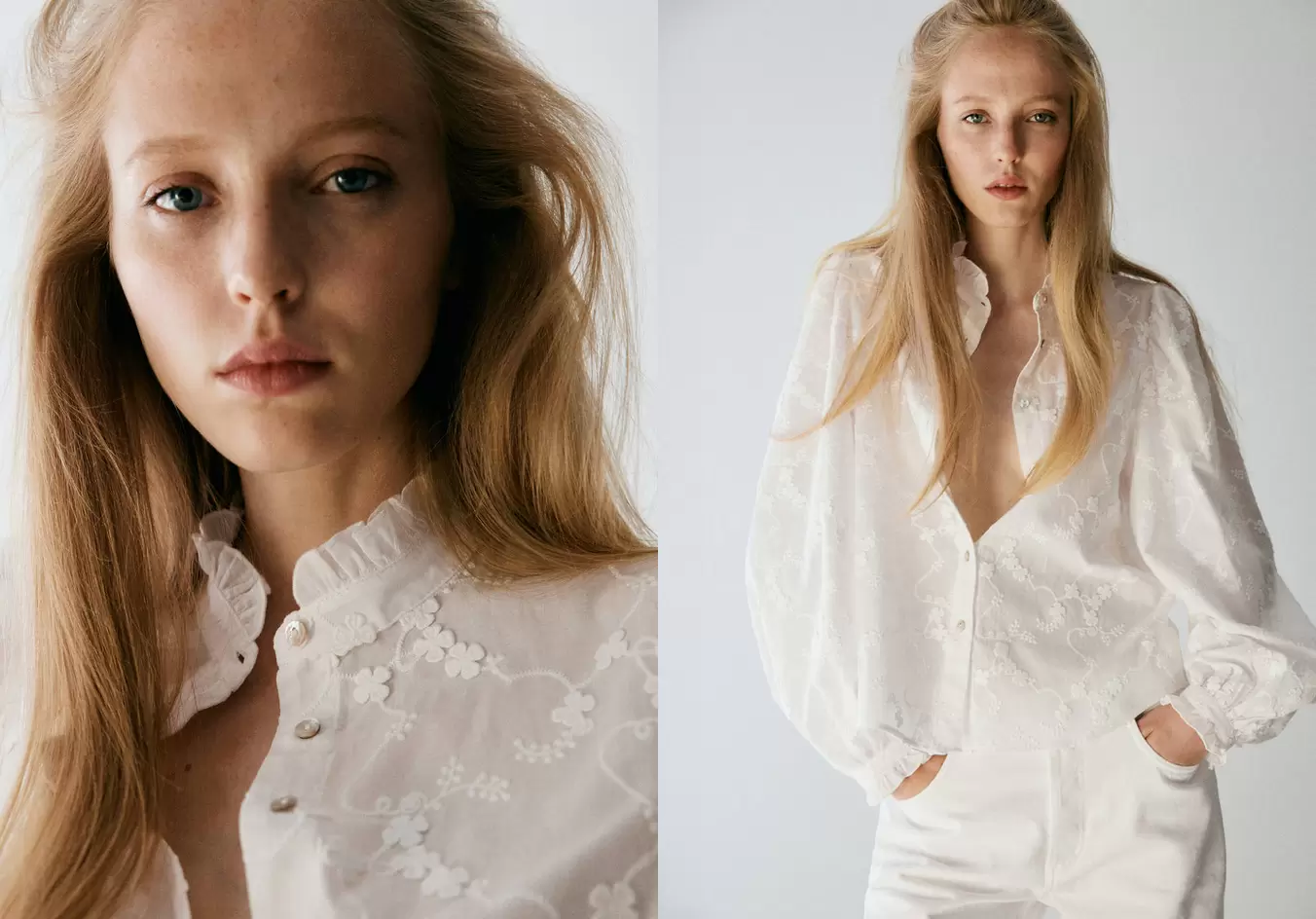 100% cotton blouse with floral embroideries