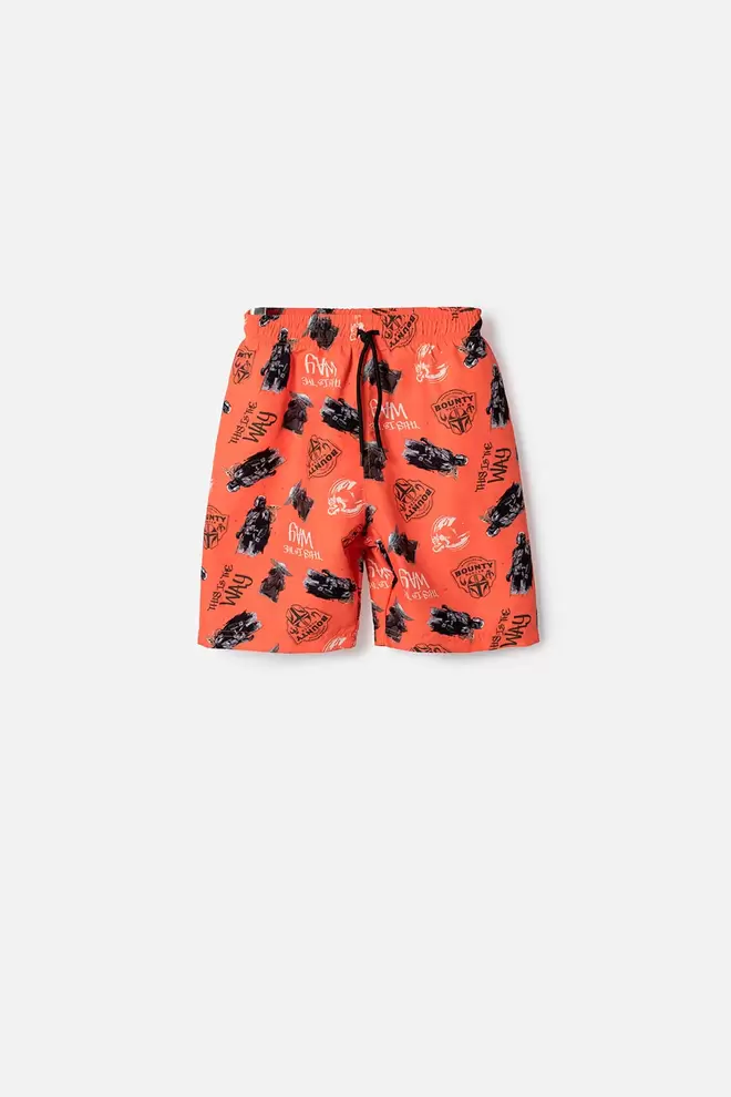 PANTALONETA DE BAÑO DE MANDALORIAN NARANJADO PARA NIÑO