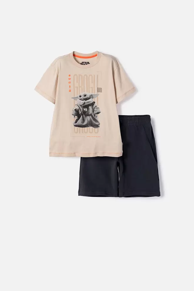 CONJUNTO DE MANDALORIAN CON BERMUDA MULTICOLOR PARA NIÑO