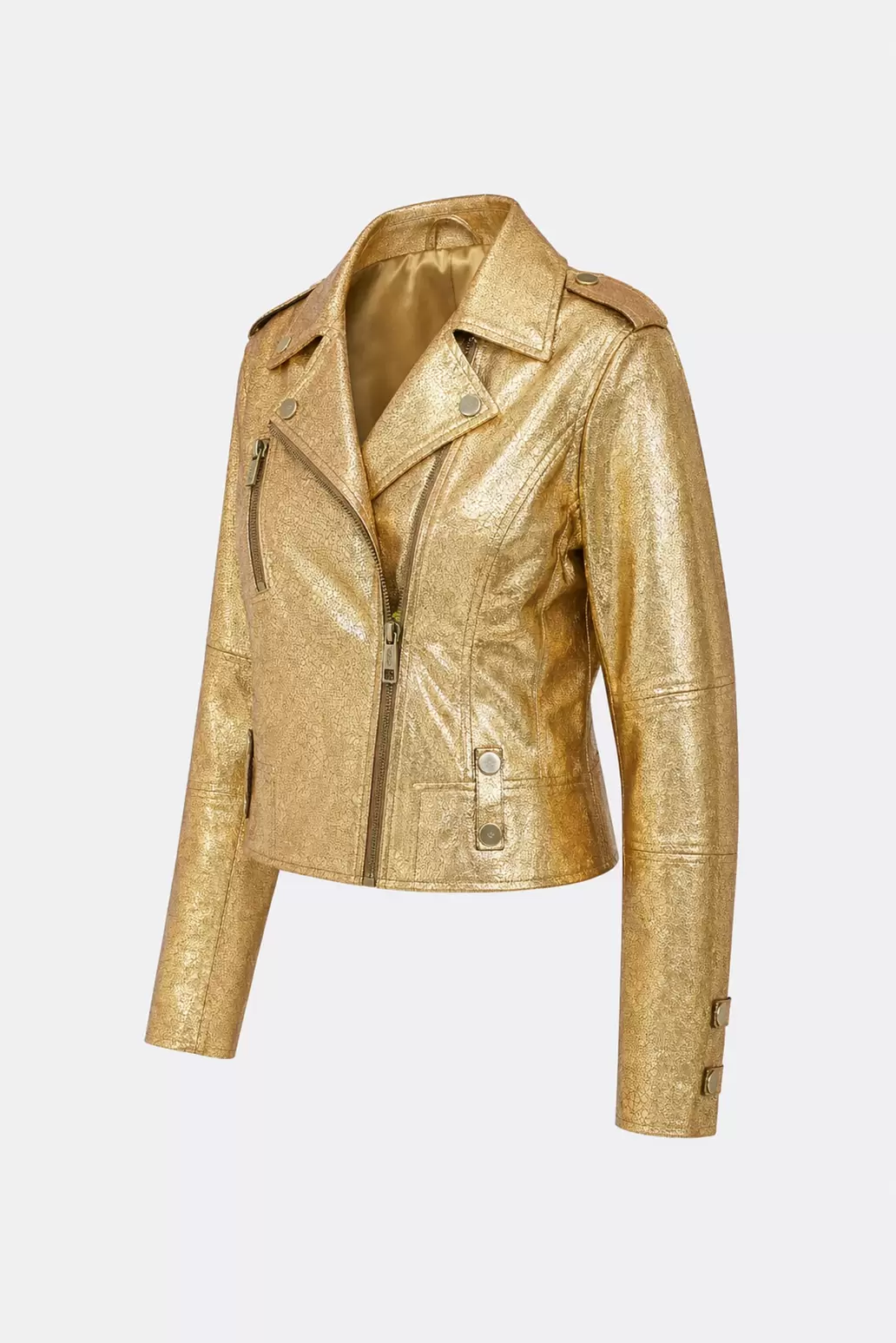 Chaqueta biker de cuero folia efecto craquelado para mujer Royal inti