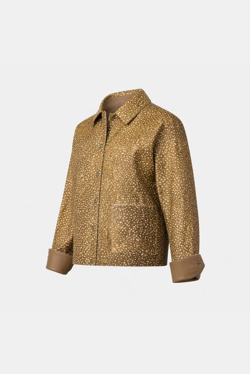 Chaqueta en cuero pelo print venado para mujer