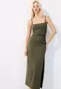 Vestido midi bengalina escote cuadrado