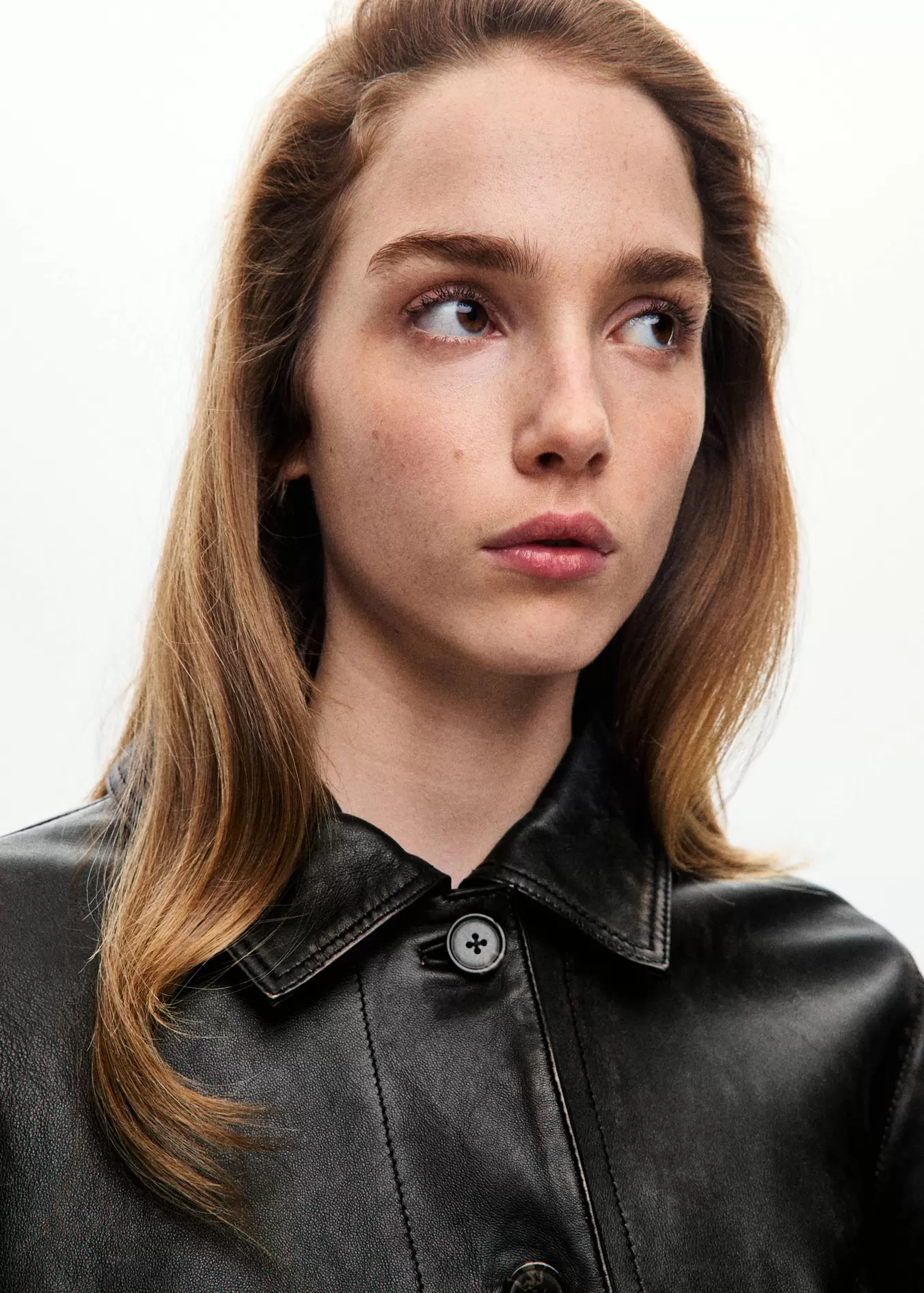 Leather jacket with worn effect