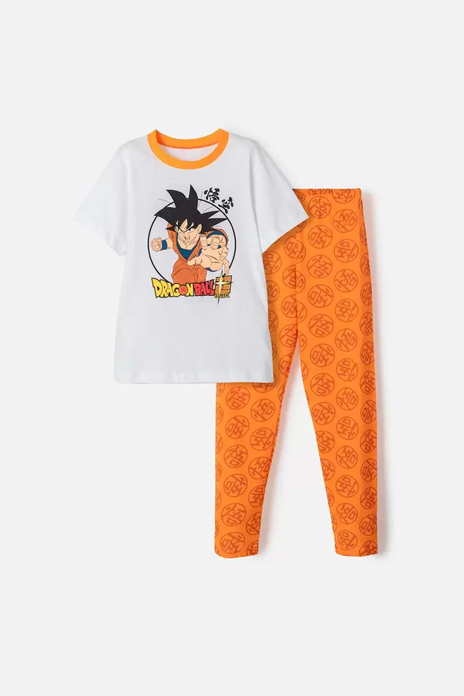 PIJAMA DE DRAGON BALL DE PANTALÓN LARGO BLANCO PARA NIÑO