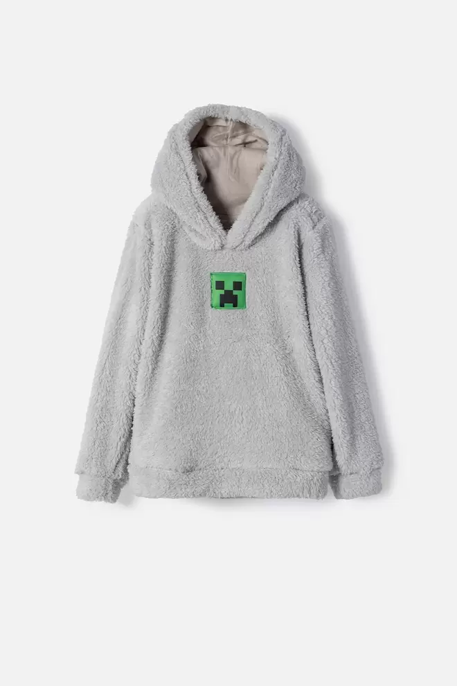 BUZO DE LA MINECRAFT CERRADO GRIS PARA NIÑO