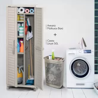 Combo Organizador Zona De Ropas, 1 Armario Multiusos Barú, 1 Cesta Para Ropa Linum