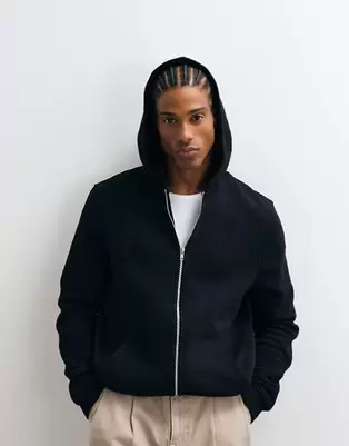 ASOS DESIGN essentials zip through hoodie in black