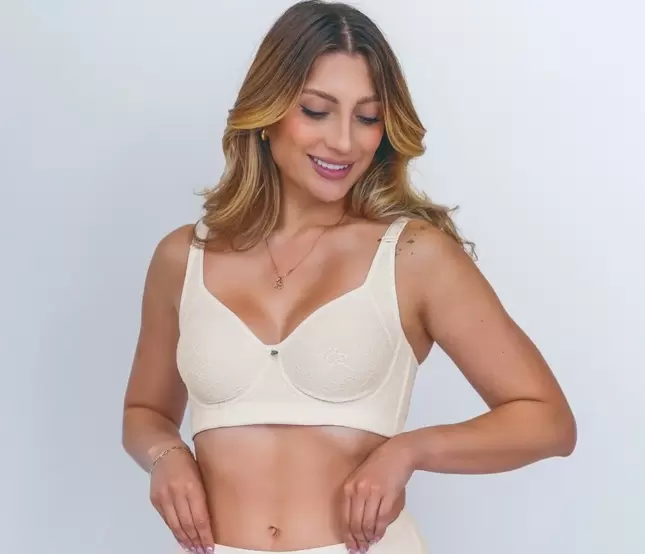 Brasier Clásico para Mujer con Aro en Blonda y Lycra Pesada | Sin Realce