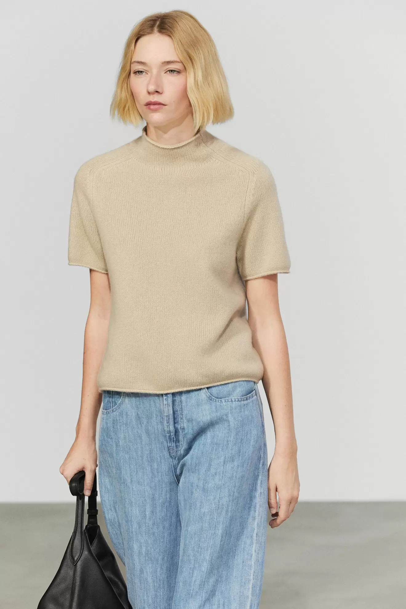 Jersey punto cuello perkins 100% cashmere