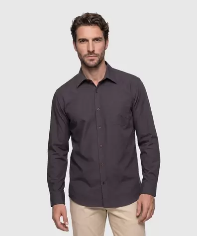 Camisa Manga Larga Con Bolsillo Para Hombre