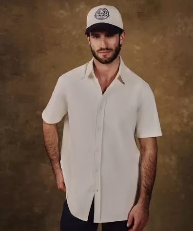 Camisa Manga Corta Unicolor Para Hombre