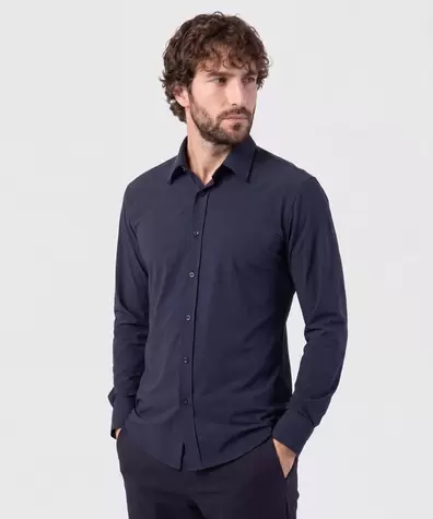 Camisa Slim Fit De Punto Antiarrugas