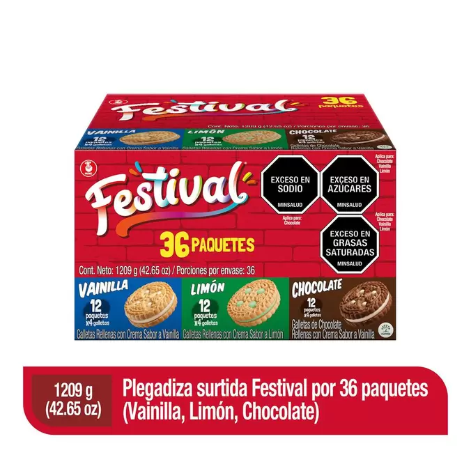 Festival Galletas Rellenas con Crema Sabores Surtidos 36 Unidades / 33.6 g