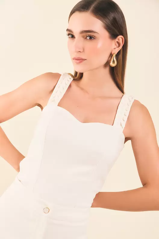 Blusa de tiras c/prenses escote corazon - Natural