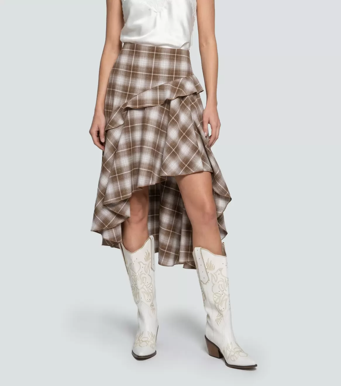 Falda Para Mujer En Tela Maxi Cuadro Connie Derek