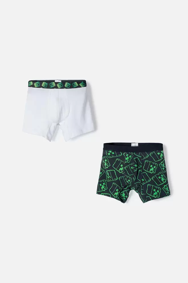 PACK X2 BOXER MINECRAFT BLANCO Y NEGRO EN DÚO PARA NIÑO