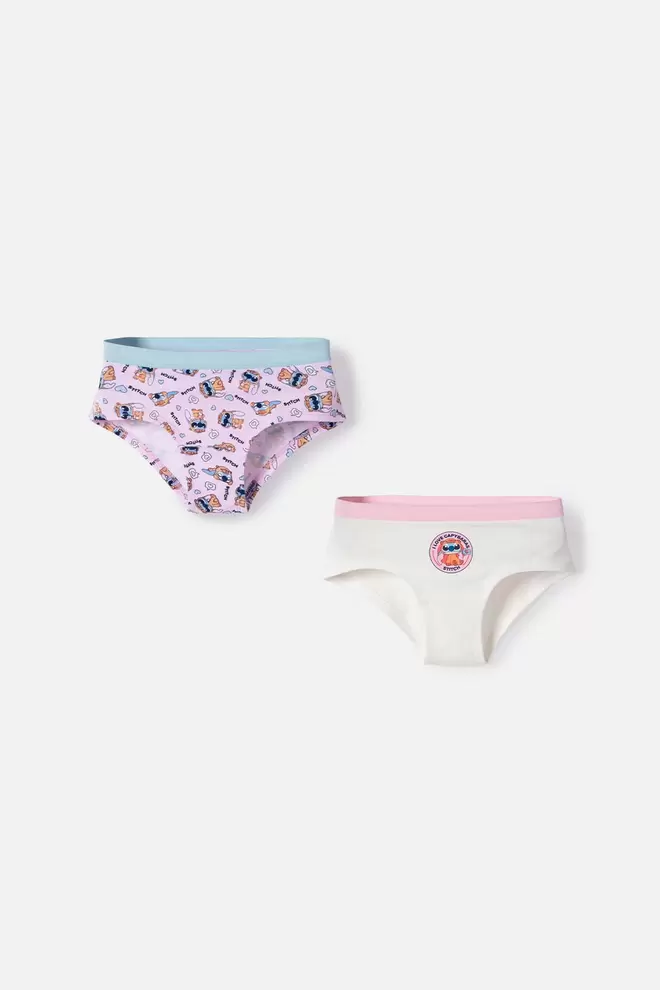PACK X2 PANTIES DE STITCH Y CAPYBARA MULTICOLOR PARA NIÑA