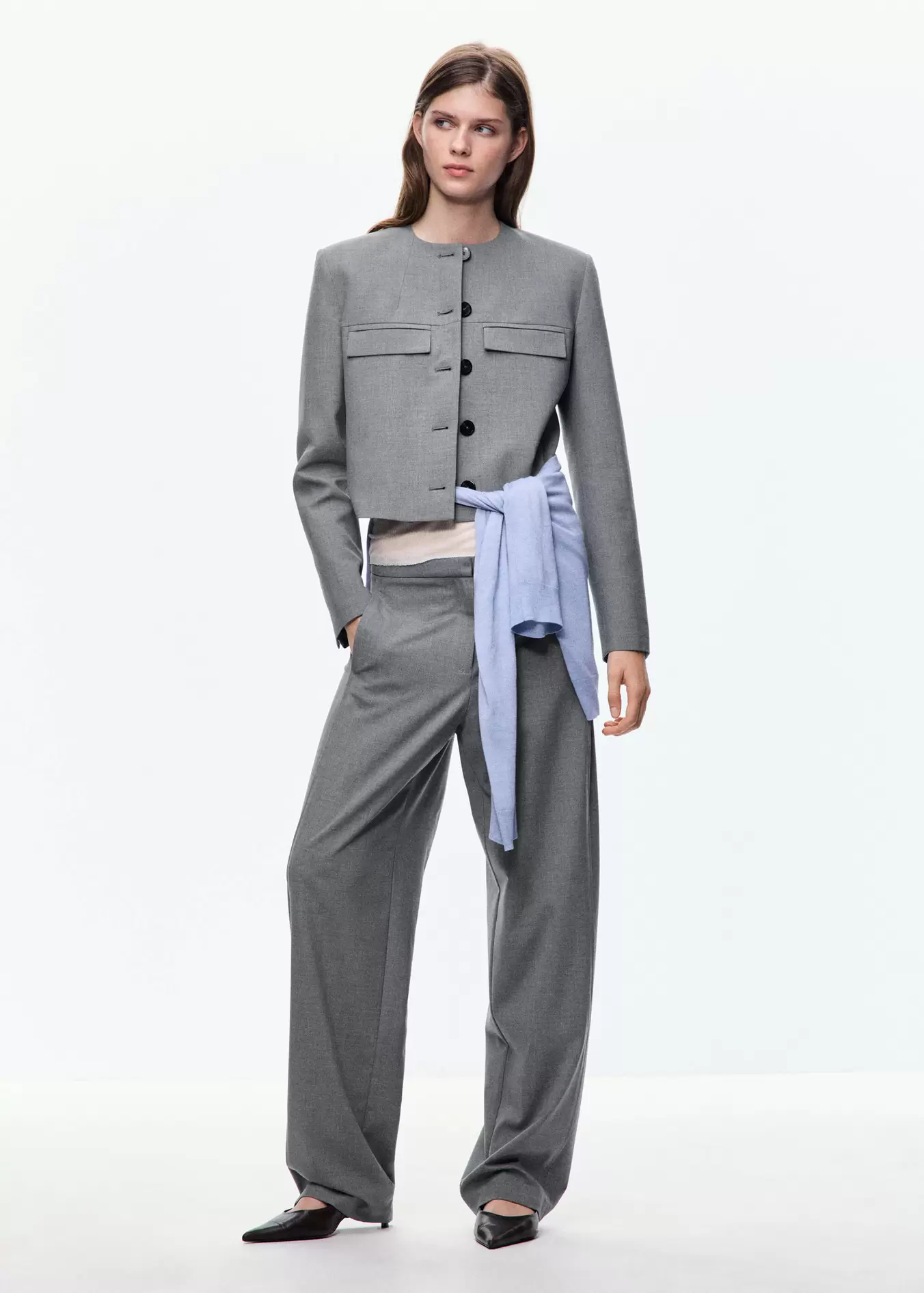 Straight blazer with flap pockets