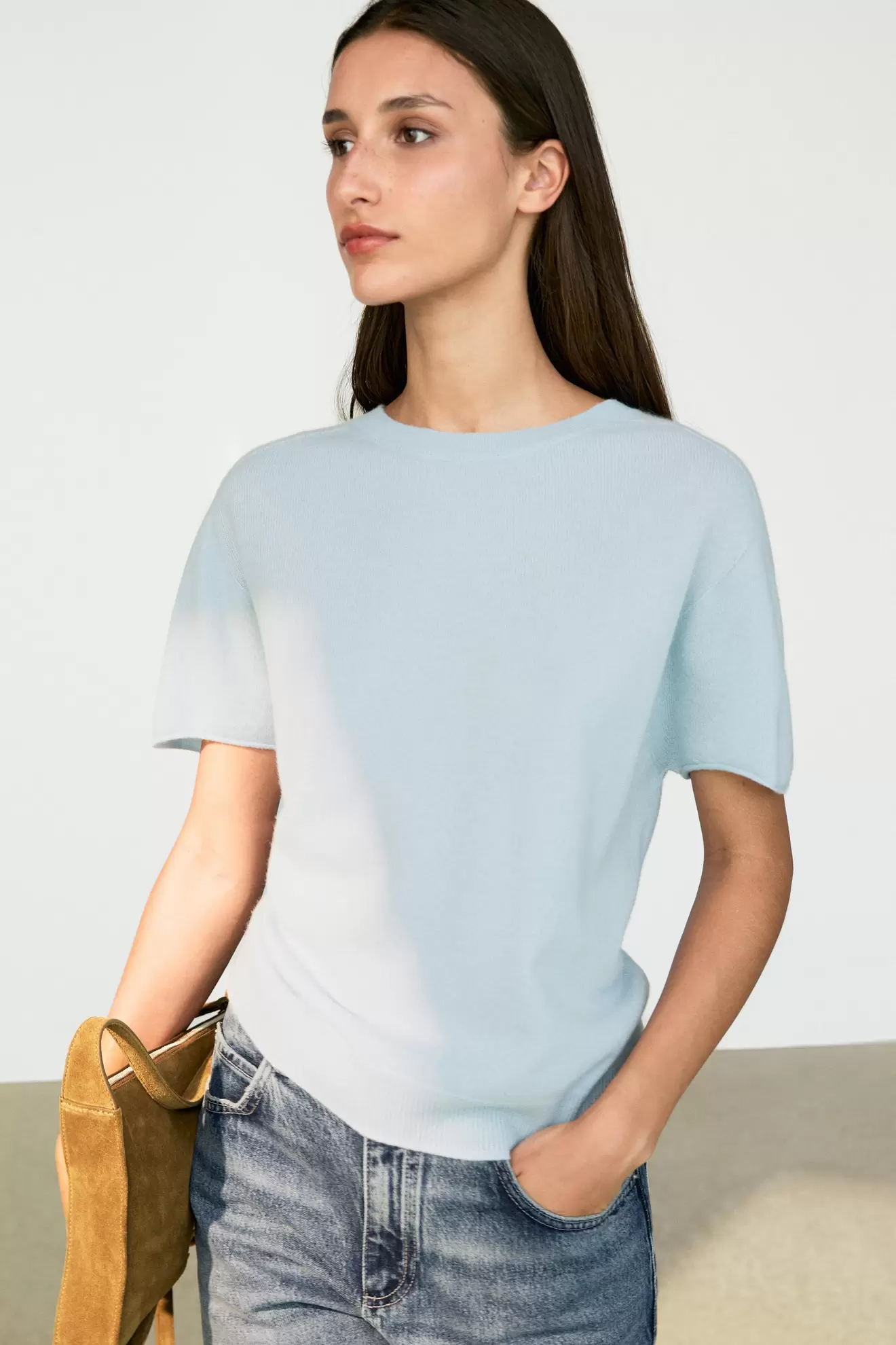 Jersey punto manga corta 100% cashmere