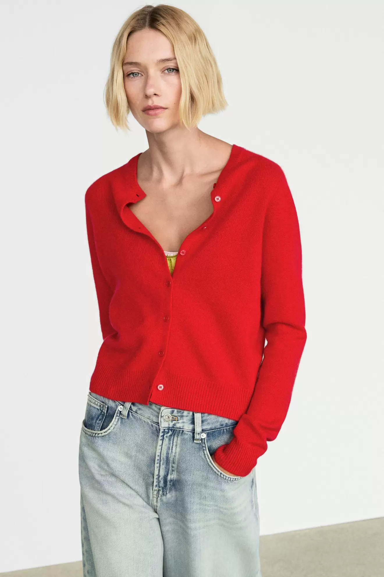 Cárdigan punto corto 100% cashmere
