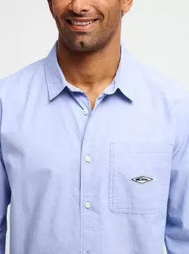 Diamond Chambray Camisa de manga larga Azul hombre