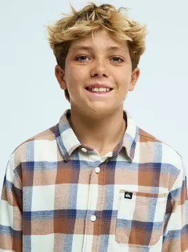 Motherfly Plaid Camisa de manga larga Marrón chicos 8-16