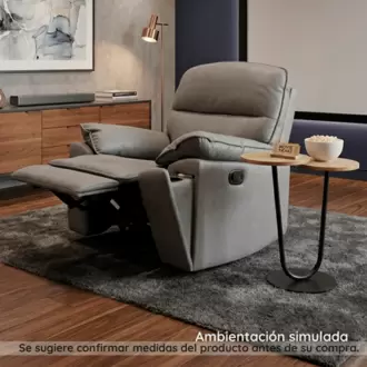 Silla Reclinable Alina gris | Silla con portavasos | Reclinable 1 puesto