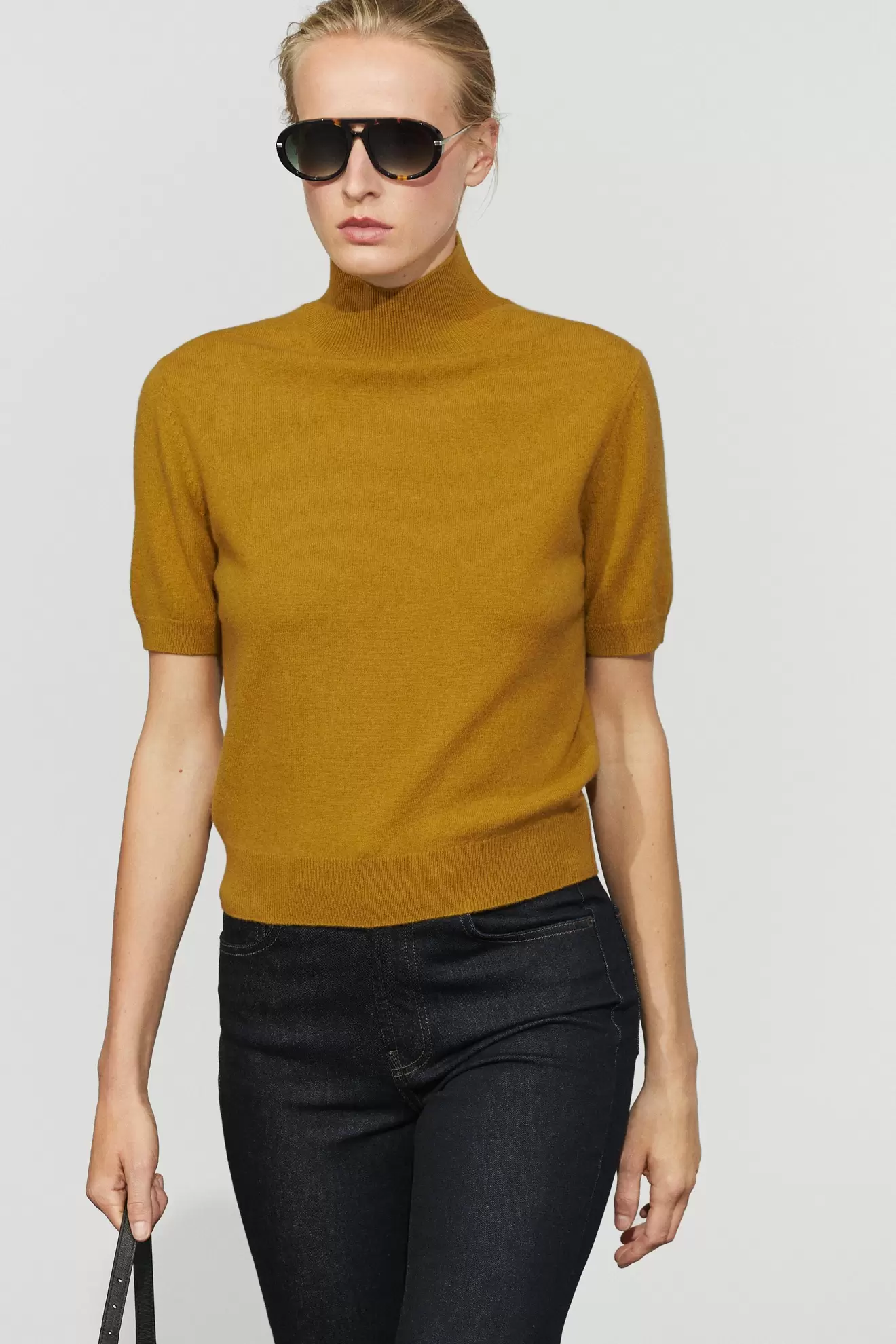Jersey punto manga corta mezcla lana cashmere