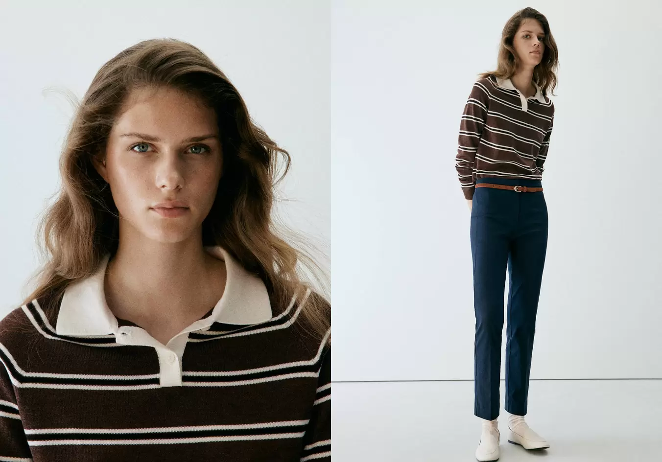 Striped polo-neck sweater