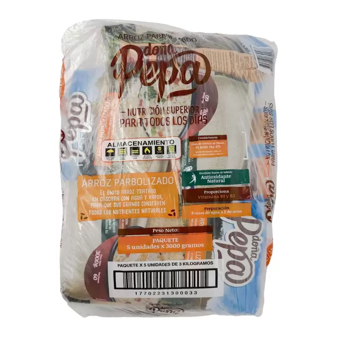 Doña Pepa Arroz Parbolizado 5 Unidades / 3 kg