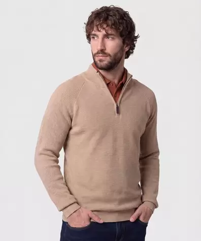 Suéter De Hombre Con Cremallera Y Textura