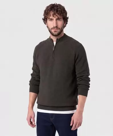 Suéter De Hombre Con Cremallera Y Textura