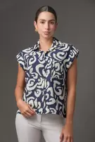Camiseta Box Manga Corta Estampada Azul Oscuro con Bolsillo - Azul Indigo