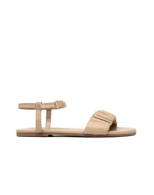 Sandalias Planas en Cuero de Correa con Hebilla para Mujer Color Arena Marca JOSH Ref. JOY1838