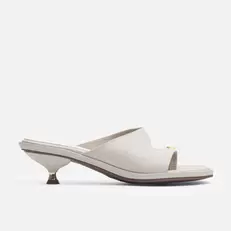 Sandalia tacon lacia de cuero para mujer - Hueso