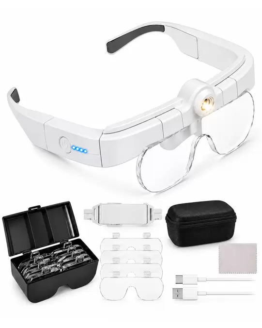 Gafas Lupa Con Luz LED Recargables 4 Lentes