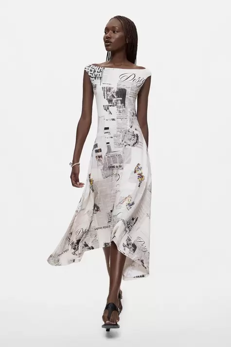 Vestido midi newspaper