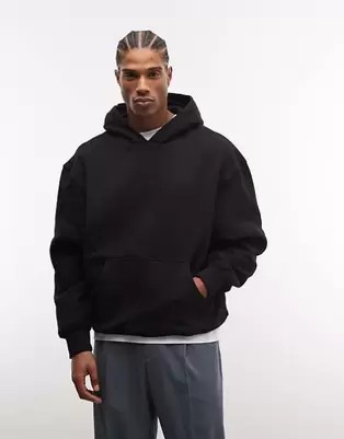 ASOS DESIGN premium heavyweight oversized hoodie in 400gsm in black