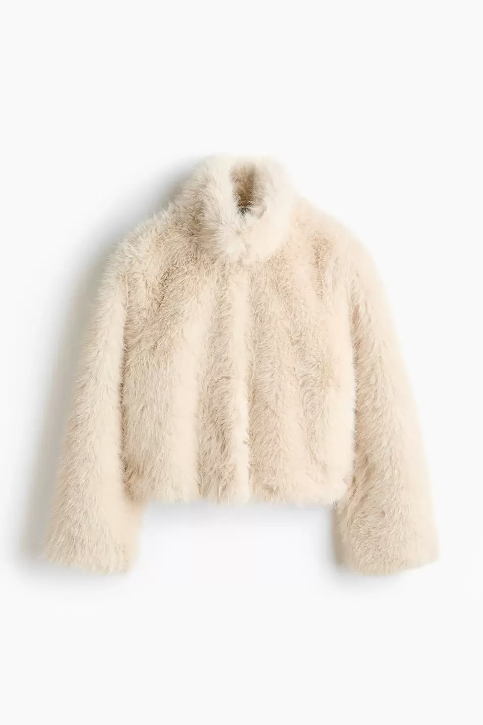 Chaqueta efecto pelo con cuello chimenea