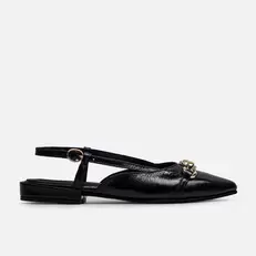 Baleta destalonada lumi de cuero para mujer - Negro