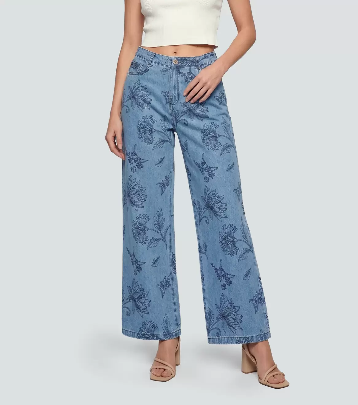 Praga Jean Para Mujer Wide Leg Con Bordado Whitney Derek