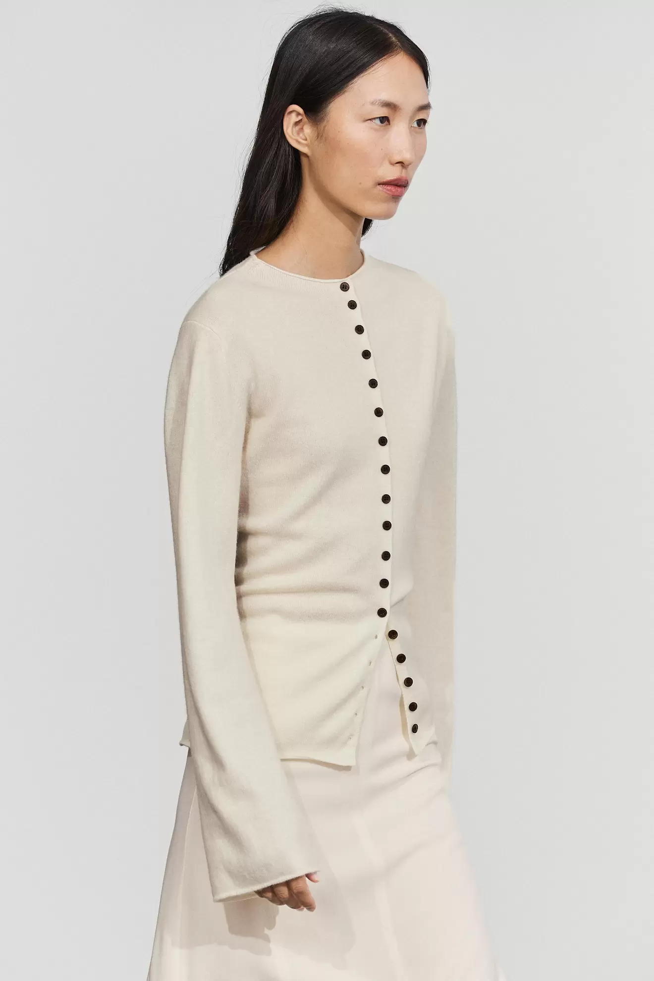 Cardigan punto botonadura mezcla lana