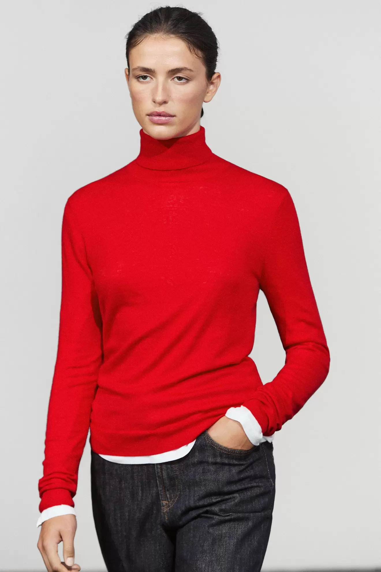 Jersey punto cuello cisne con lana